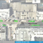 An aerial map detailing the on street parking changes for North 11th Street between Washington Street and Kennedy Boulevard