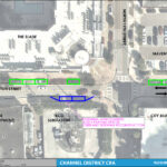 An aerial map detailing the on street parking changes for Washington Street between North Meridian Avenue and North 11th Street