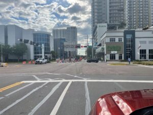 Westbound E. Twiggs Street closed for construction